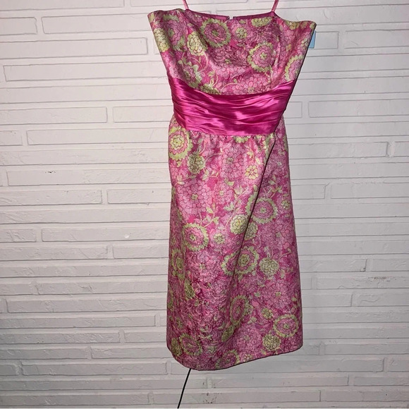 Lilly Pulitzer Vintage Hot Pink Floral Natalia Jacquard Strapless Dress, size 4 - Picture 6 of 10